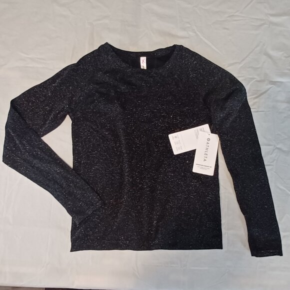 NWT Black Athleta Momentum Seamless Shimmer Top Workout Dance Odor Control - Picture 5 of 9